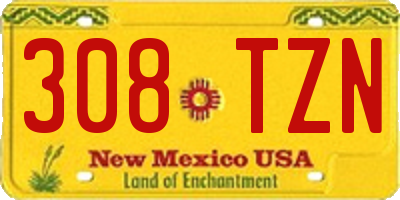 NM license plate 308TZN