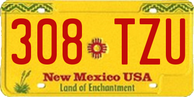 NM license plate 308TZU