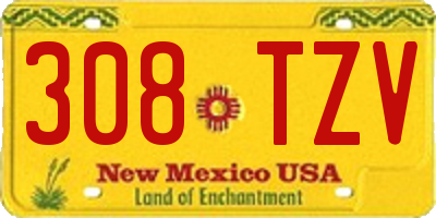 NM license plate 308TZV