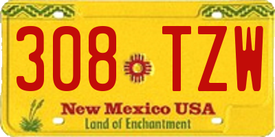 NM license plate 308TZW