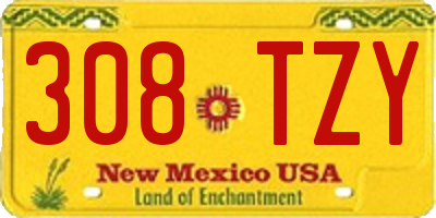 NM license plate 308TZY