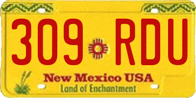 NM license plate 309RDU