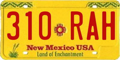 NM license plate 310RAH