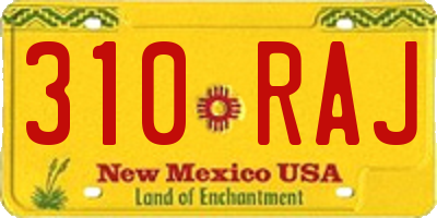 NM license plate 310RAJ