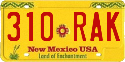 NM license plate 310RAK