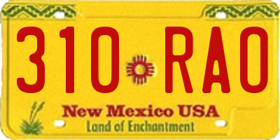 NM license plate 310RAO