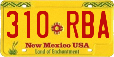 NM license plate 310RBA