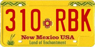 NM license plate 310RBK