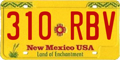 NM license plate 310RBV