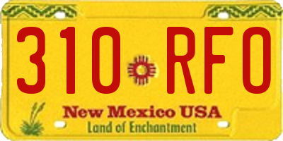 NM license plate 310RFO