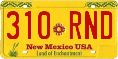 NM license plate 310RND