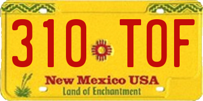 NM license plate 310TOF