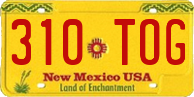 NM license plate 310TOG