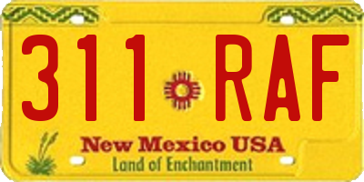 NM license plate 311RAF