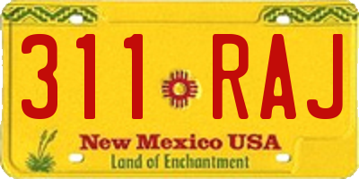 NM license plate 311RAJ