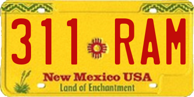 NM license plate 311RAM