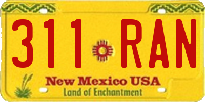 NM license plate 311RAN