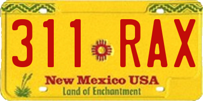 NM license plate 311RAX