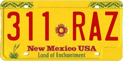 NM license plate 311RAZ