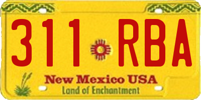 NM license plate 311RBA