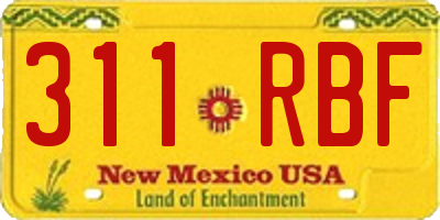 NM license plate 311RBF