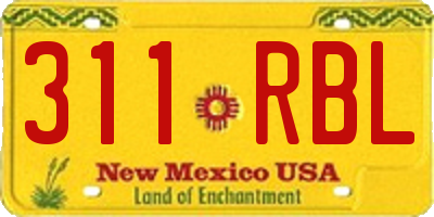 NM license plate 311RBL
