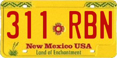 NM license plate 311RBN