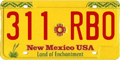 NM license plate 311RBO
