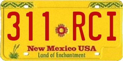 NM license plate 311RCI