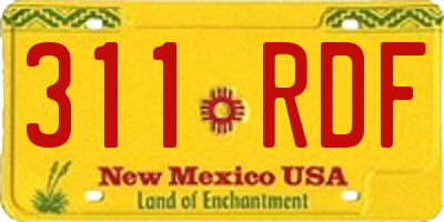 NM license plate 311RDF