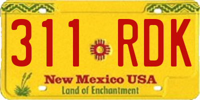 NM license plate 311RDK