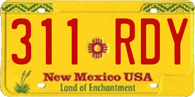 NM license plate 311RDY