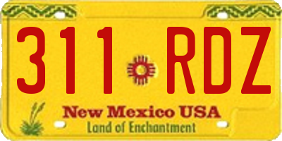 NM license plate 311RDZ