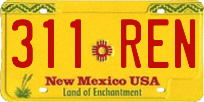 NM license plate 311REN