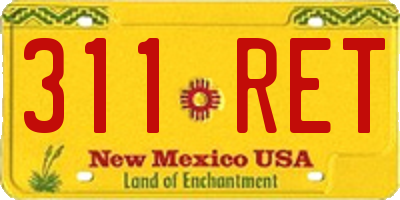 NM license plate 311RET