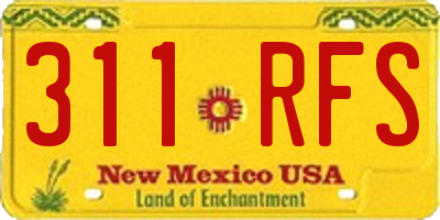 NM license plate 311RFS