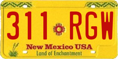 NM license plate 311RGW