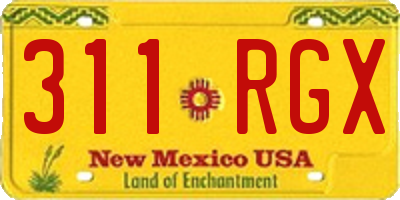 NM license plate 311RGX