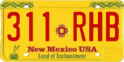 NM license plate 311RHB
