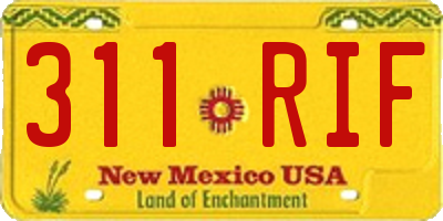 NM license plate 311RIF