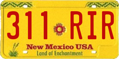 NM license plate 311RIR