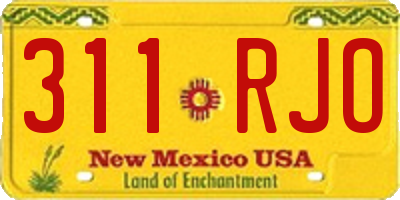NM license plate 311RJO