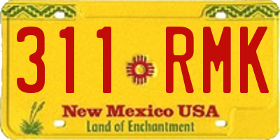 NM license plate 311RMK