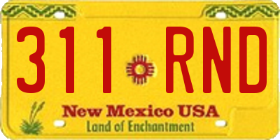 NM license plate 311RND