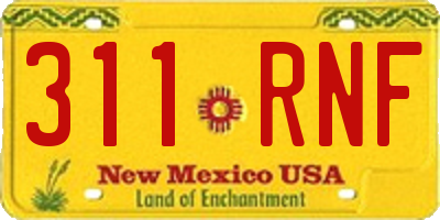 NM license plate 311RNF