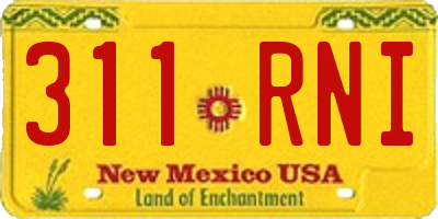 NM license plate 311RNI