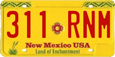 NM license plate 311RNM