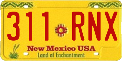 NM license plate 311RNX