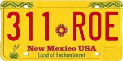 NM license plate 311ROE