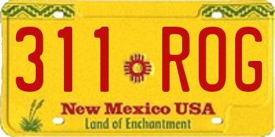NM license plate 311ROG